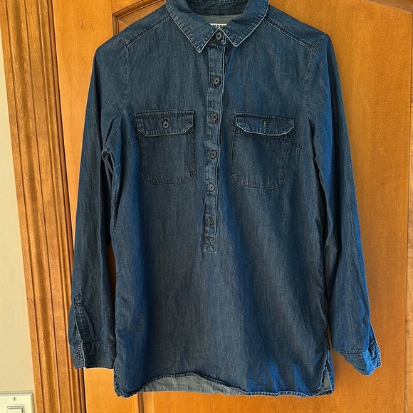 Old Navy Women’s Blue Chambray Lightweight Denim Casual Button Tunic Small - Picture 1 of 6